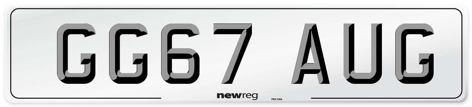 GG67 AUG Number Plate from New Reg